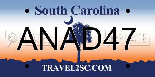 ANAD47 South Carolina License Plate