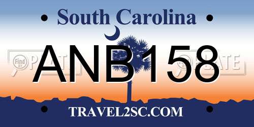 ANB158 South Carolina License Plate