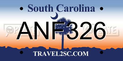 ANF326 South Carolina License Plate