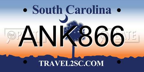 ANK866 South Carolina License Plate