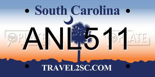 ANL511 South Carolina License Plate