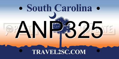 ANP325 South Carolina License Plate