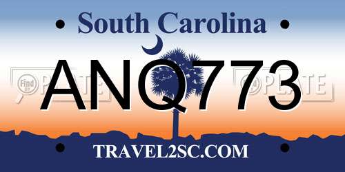 ANQ773 South Carolina License Plate