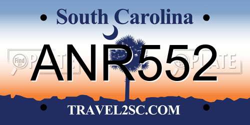 ANR552 South Carolina License Plate