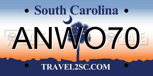 ANWO70 South Carolina License Plate