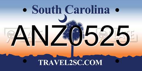 ANZ0525 South Carolina License Plate