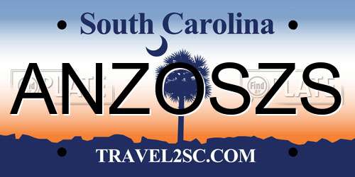 ANZOSZS South Carolina License Plate