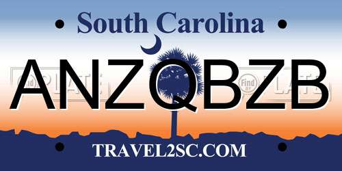 ANZQBZB South Carolina License Plate