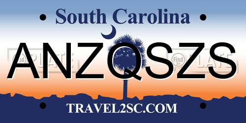 ANZQSZS South Carolina License Plate