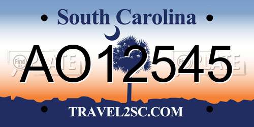 AO12545 South Carolina License Plate