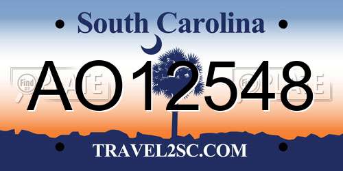 AO12548 South Carolina License Plate