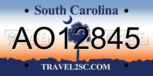 AO12845 South Carolina License Plate