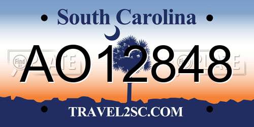 AO12848 South Carolina License Plate