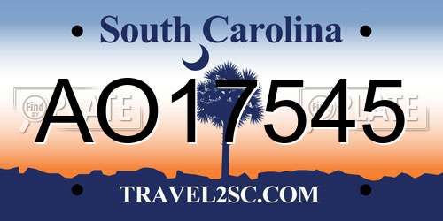 AO17545 South Carolina License Plate