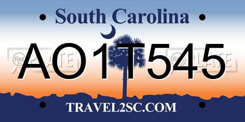 AO1T545 South Carolina License Plate