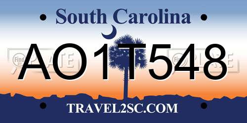 AO1T548 South Carolina License Plate