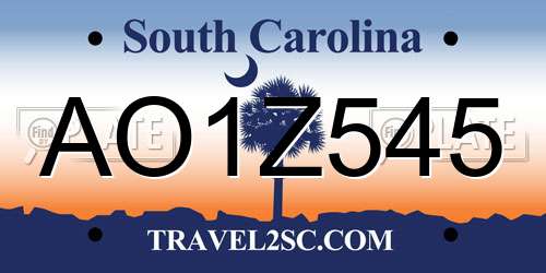AO1Z545 South Carolina License Plate