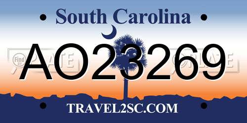 AO23269 South Carolina License Plate