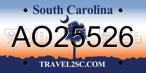 AO25526 South Carolina License Plate