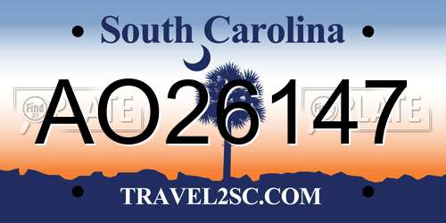 AO26147 South Carolina License Plate