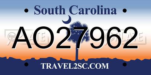 AO27962 South Carolina License Plate