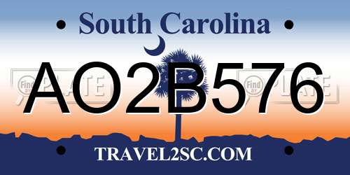 AO2B576 South Carolina License Plate