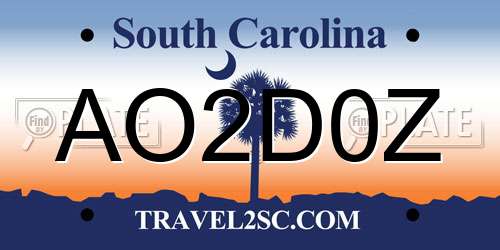 AO2D0Z South Carolina License Plate
