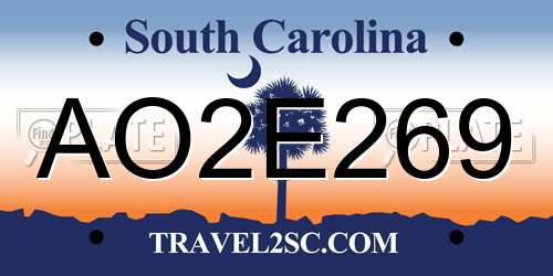 AO2E269 South Carolina License Plate