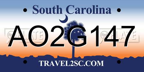 AO2G147 South Carolina License Plate