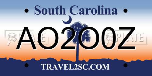 AO2O0Z South Carolina License Plate