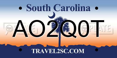 AO2Q0T South Carolina License Plate