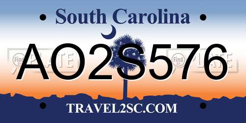 AO2S576 South Carolina License Plate