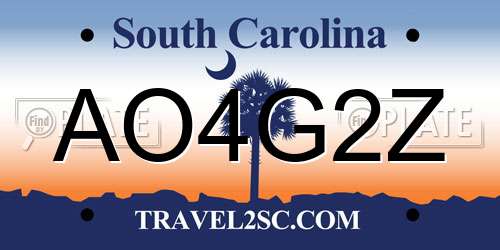 AO4G2Z South Carolina License Plate