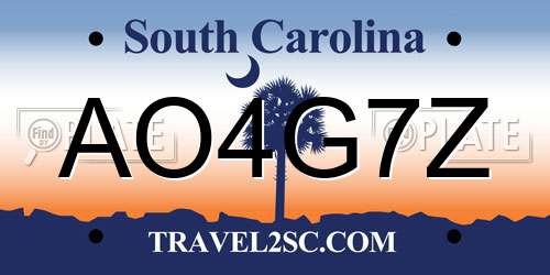 AO4G7Z South Carolina License Plate