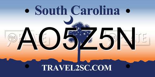 AO5Z5N South Carolina License Plate