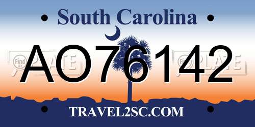 AO76142 South Carolina License Plate