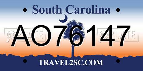 AO76147 South Carolina License Plate