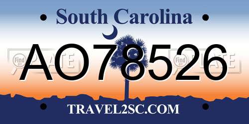 AO78526 South Carolina License Plate