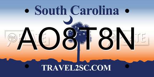 AO8T8N South Carolina License Plate