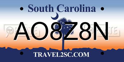 AO8Z8N South Carolina License Plate