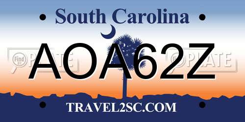 AOA62Z South Carolina License Plate