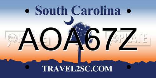 AOA67Z South Carolina License Plate