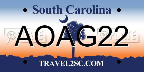 AOAG22 South Carolina License Plate