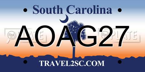 AOAG27 South Carolina License Plate