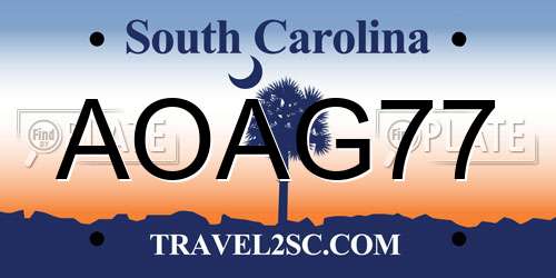 AOAG77 South Carolina License Plate