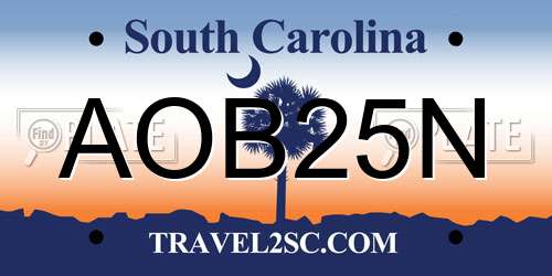 AOB25N South Carolina License Plate