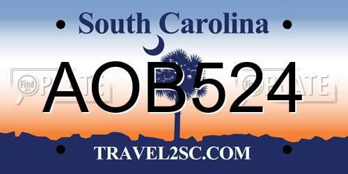 AOB524 South Carolina License Plate