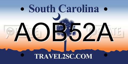 AOB52A South Carolina License Plate