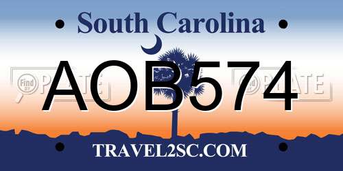 AOB574 South Carolina License Plate