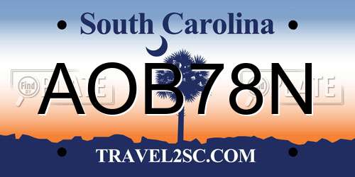 AOB78N South Carolina License Plate